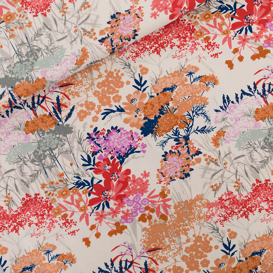 French terry katoen ecru met kleurrijke bloemen - Wild Flowers  - See you at six